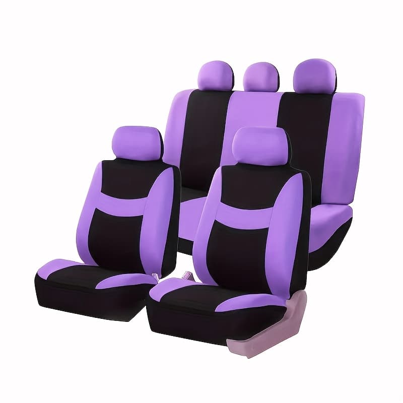 TEMU 9pcs New Reversible Car Seat Covers Set For 5-seater Vehicles - 2 Front Seat Covers + 1 Rear Seat Back Cover + 1 Rear Seat Cover + 5 Headrest Covers, Christmas Gifts