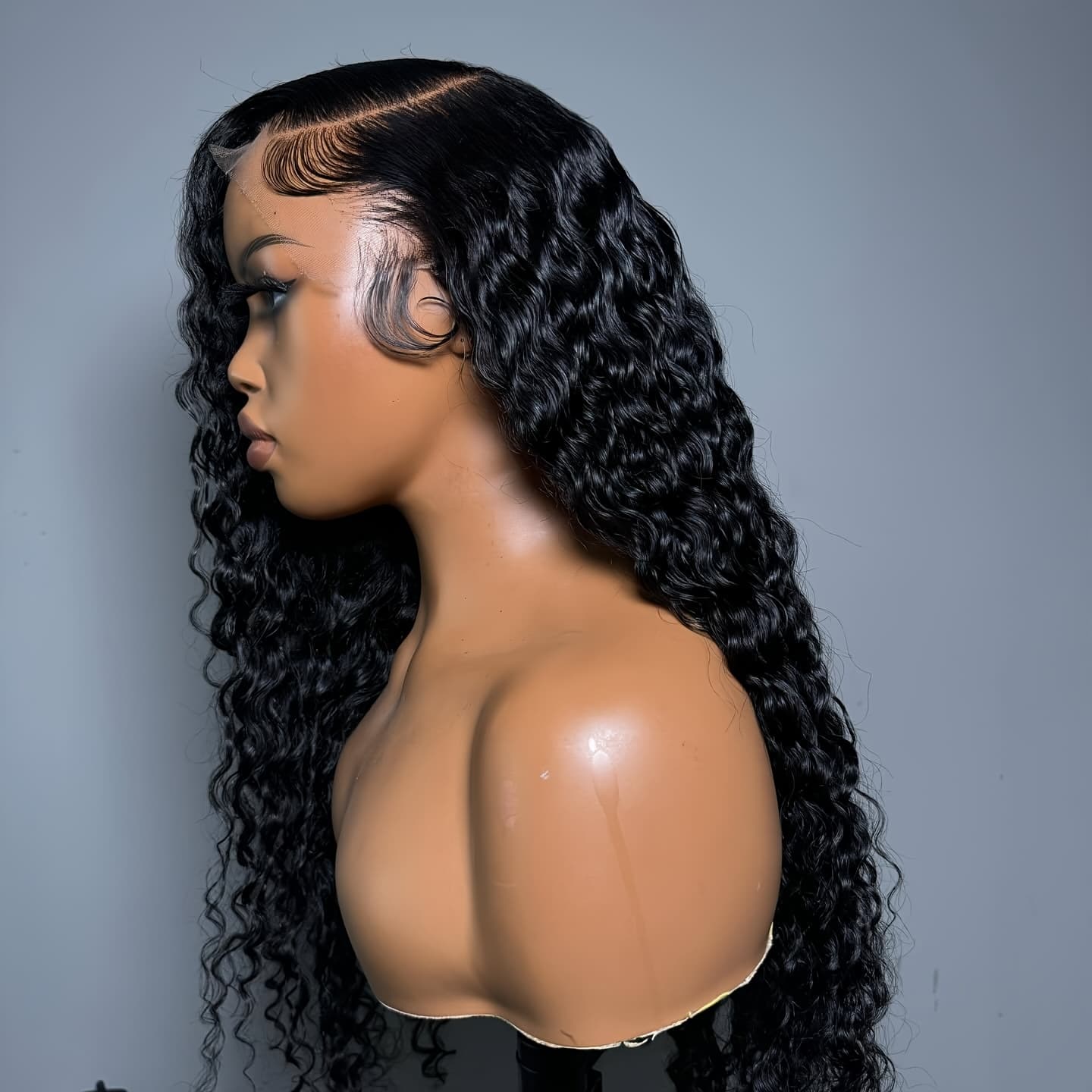 TEMU 26 Inch Long Black Loose Curly Wig With 13x4 Hd Transparent Lace Front - Pre- Glueless Looking Frontal Wig For African Women, Heat Resistant Synthetic Hair, Adjustable (for Daily Use & Party)