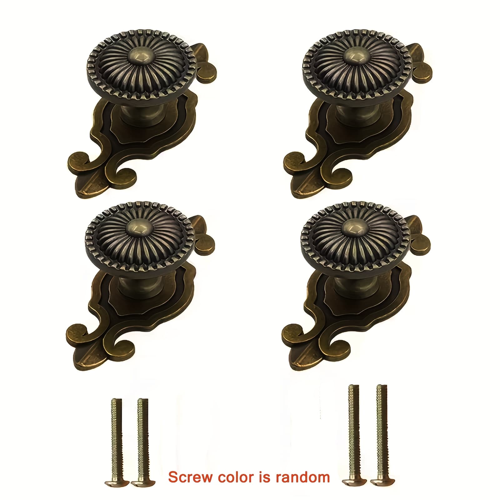 TEMU 4 Vintage-style Cabinet Door Handles, Retro Mushroom Drawer Pulls With Backplates, Polished Alloy Metal Cabinet Handles, Suitable For Kitchen/cabinets/wardrobes (includes 4 Installation Screws)