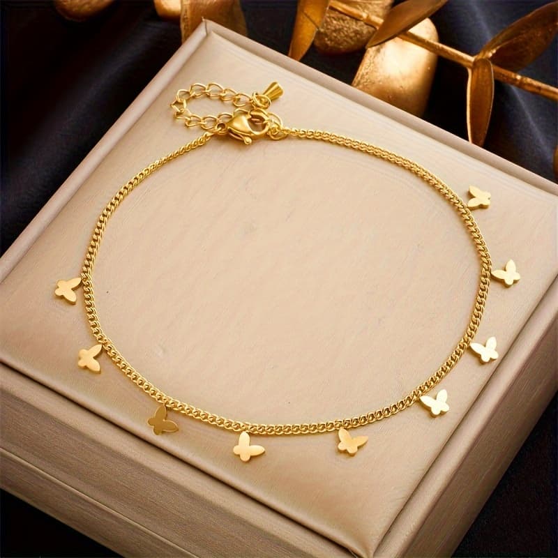 TEMU Stainless Steel Ankle Chains With Pendants, Fashionable And Trendy Jewelry Gifts