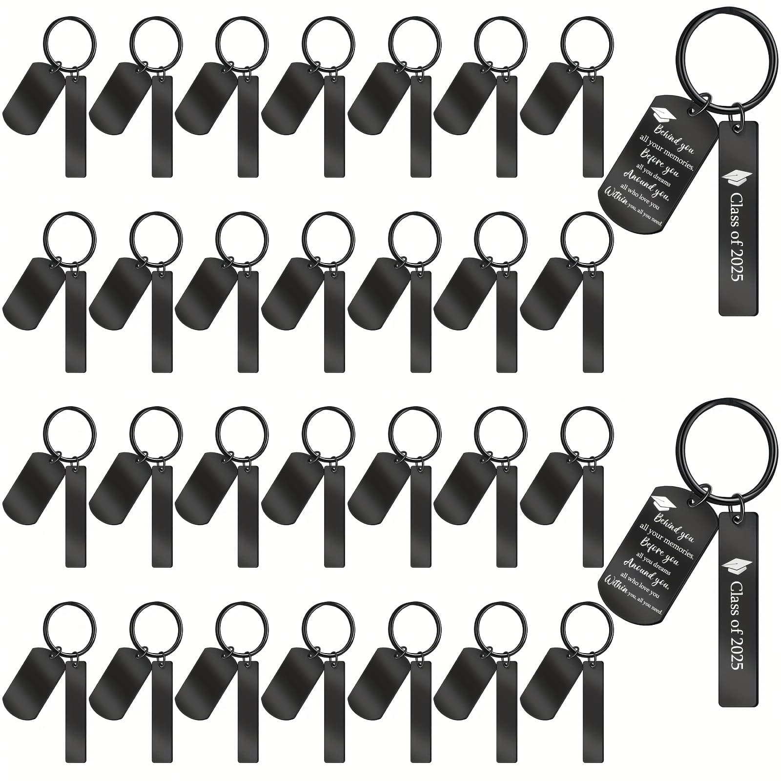 TEMU 30pcs Engravable Stainless Steel Keychain Blanks Laser Engraving Blanks Key Rings Tags For Crafts Gifts(black)