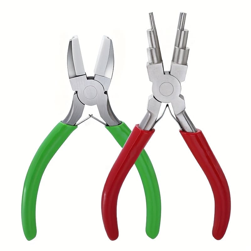 TEMU Premium Carbon Steel Jewelry Pliers Set - , Double Nylon Jaw & Flat Soft Nose For Beading, Wire Shaping & Crafts
