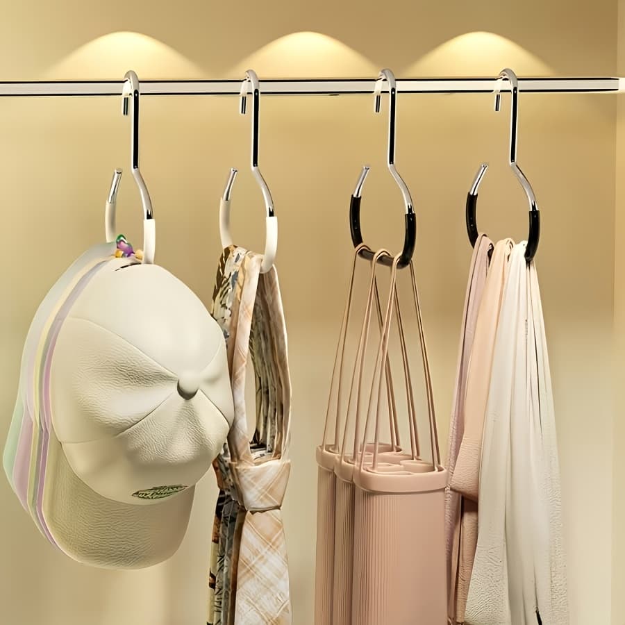 TEMU Stylish Metal Hat Storage Hook With Easy-to-install Wall-mounted Multi-functional Organizer For Baseball Caps, Scarves, And Closet Decor, Durable Plastic Construction, Practical Hooks