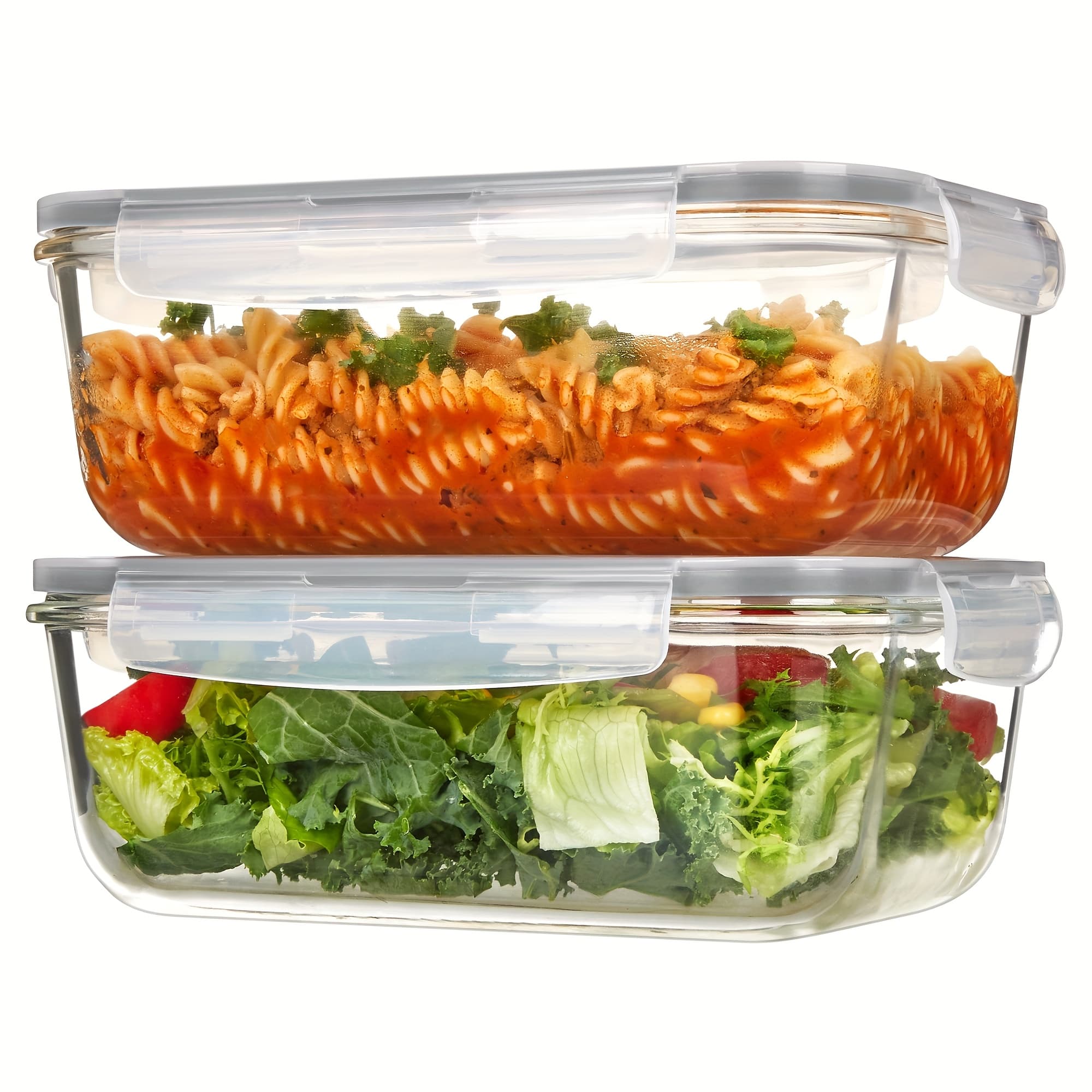 TEMU 2pack 1860ml/ 63oz Large Glass Storage Containers With Lids, Meal Prep Food Container Set With Snap Airtight Lid For Baking, Microwave, Oven, Leak Proof, For Freezer, Dishwasher