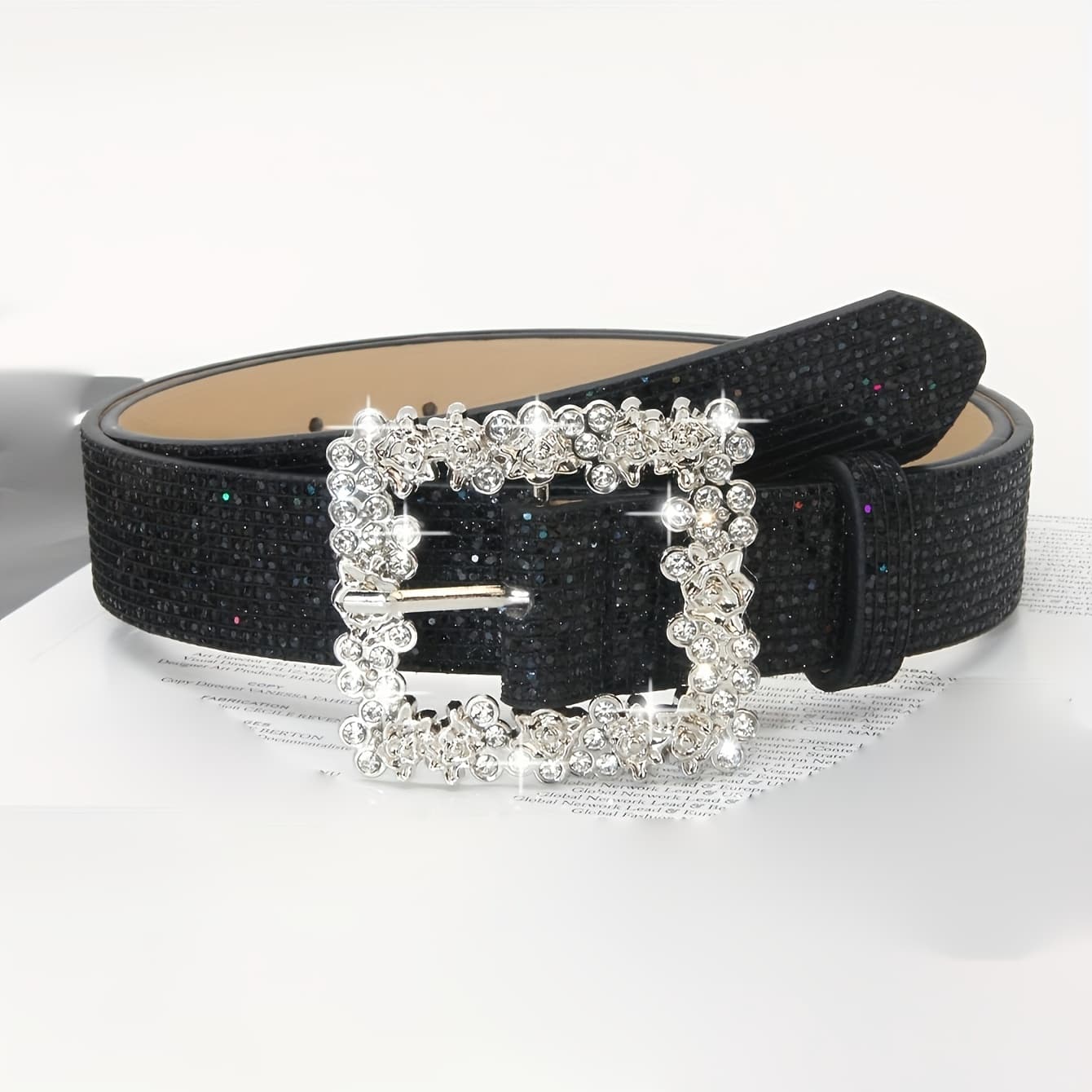 TEMU 1pc Women' Pu Leather Belt With Metallic - Elegant Accessory For Parties, Sports & Casual Attire