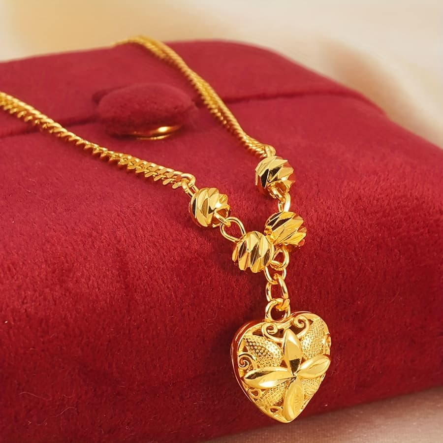 TEMU Heart Pendant Necklace, Trendy Copper Jewelry, Essential Additions For Women, Gift For At Parties