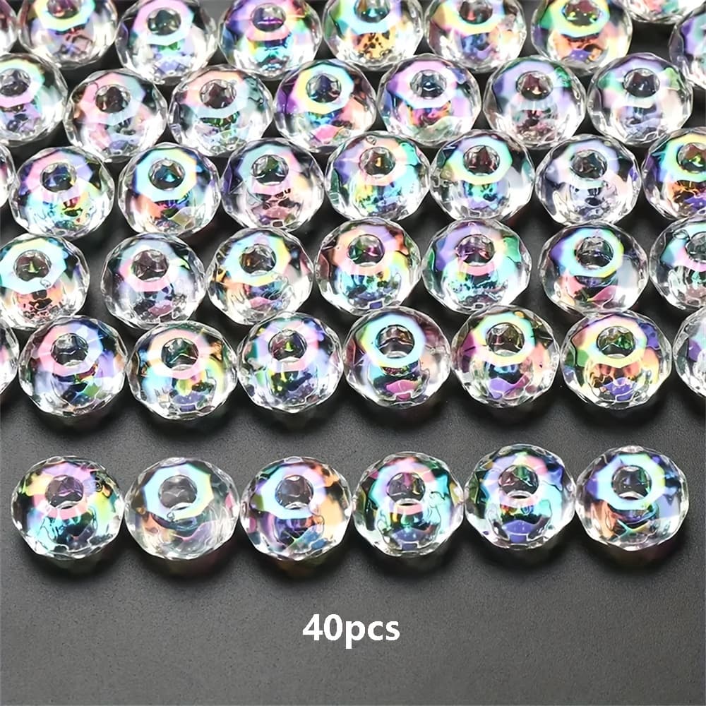 TEMU 40pcs Of 14mm Acrylic Beads In Ab Color With Large Holes, Perfect For Jewelry Like Bracelets And Necklaces