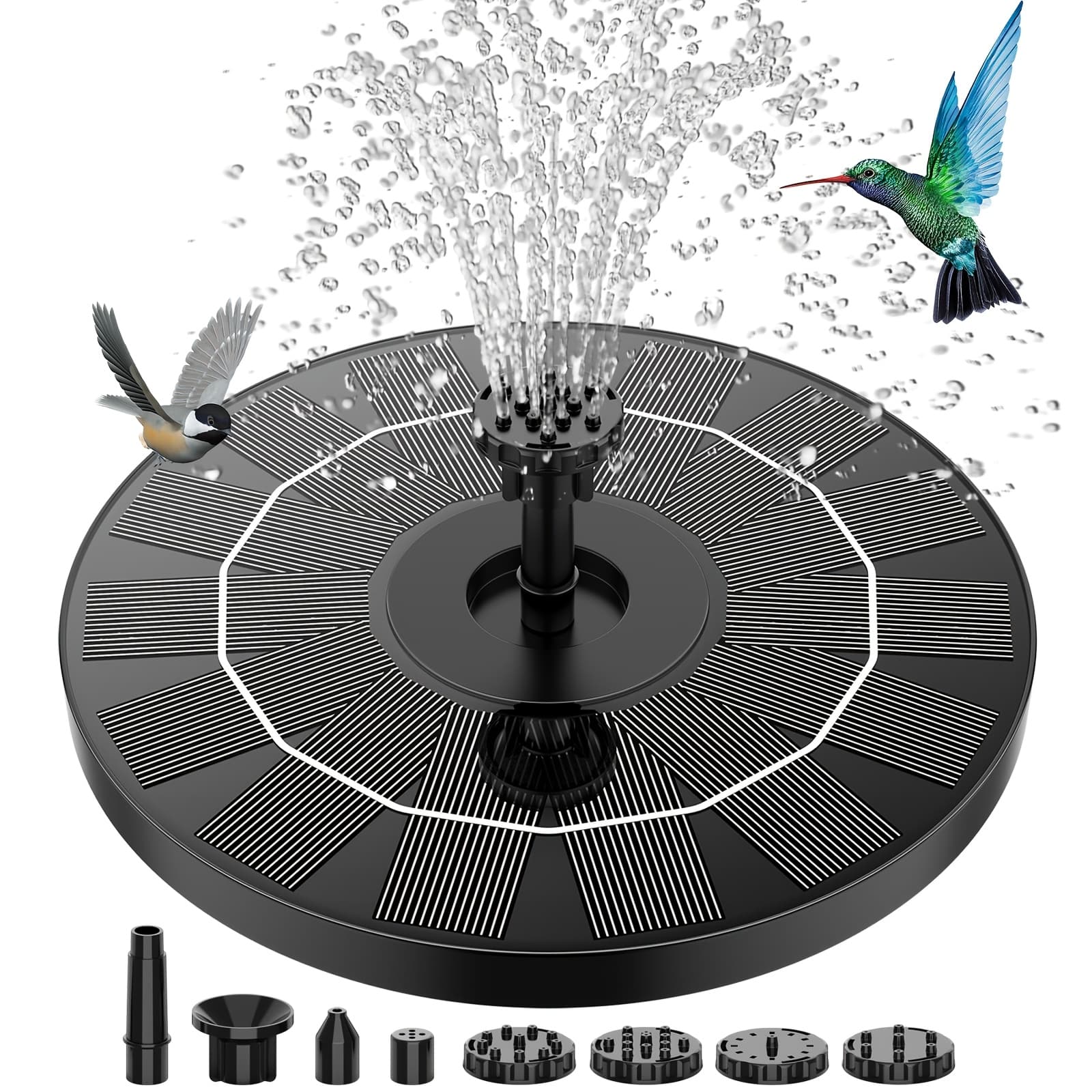 TEMU Solar Bird Bath Fountain Pump With 6 Nozzles, Ipx8 Solar Powered Water Fountain Pump, Brushless Motor Floating Water Pump For Garden, Patio, Pond, Pool, Fish Tank, Aquarium, Outdoor Birdbath,