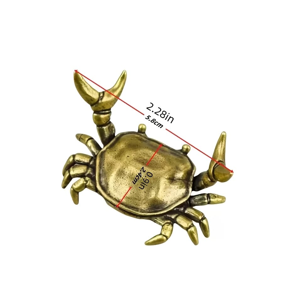 TEMU Vintage-style Aged Copper Crab Tea Charm Desk Accessory, Stationery Pen Holder, Genuine Vintage Solid , Small Decorative Piece