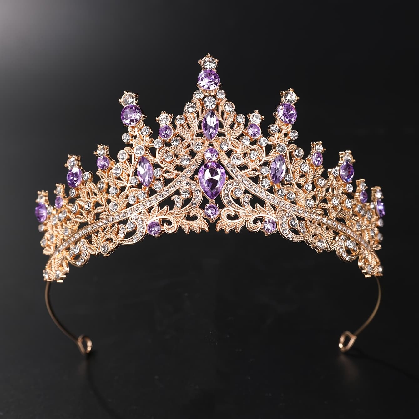TEMU 1 European And Crown Purple Elegant Headdress Dress Veil Hair Additions Princess Birthday Party Gift Hair Additions Performance Costume Additions Crown Suitable For Masquerade Halloween Christmas