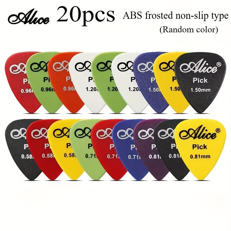 TEMU Alice Guitar Picks Set: 20pcs Random Mix Of Colors, Thickness 0.58-1.5mm, Suitable For Acoustic, Electric, And Guitars