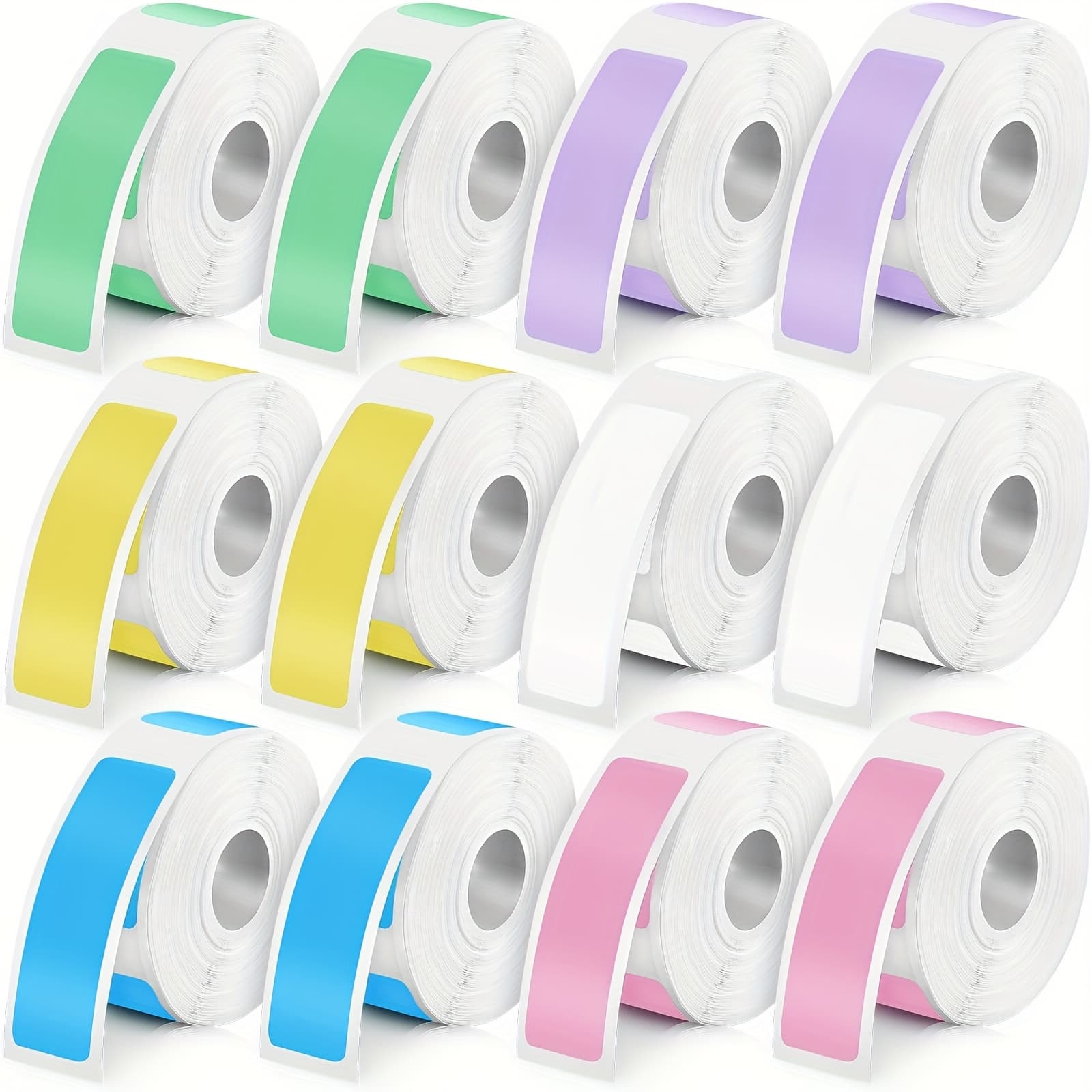 TEMU 12pcs Label Tape Printing Stickers Laminated Label Paper Replacement, Compatible With D30 Portable Printer, 160/roll, 12 X 40mm, Colorful