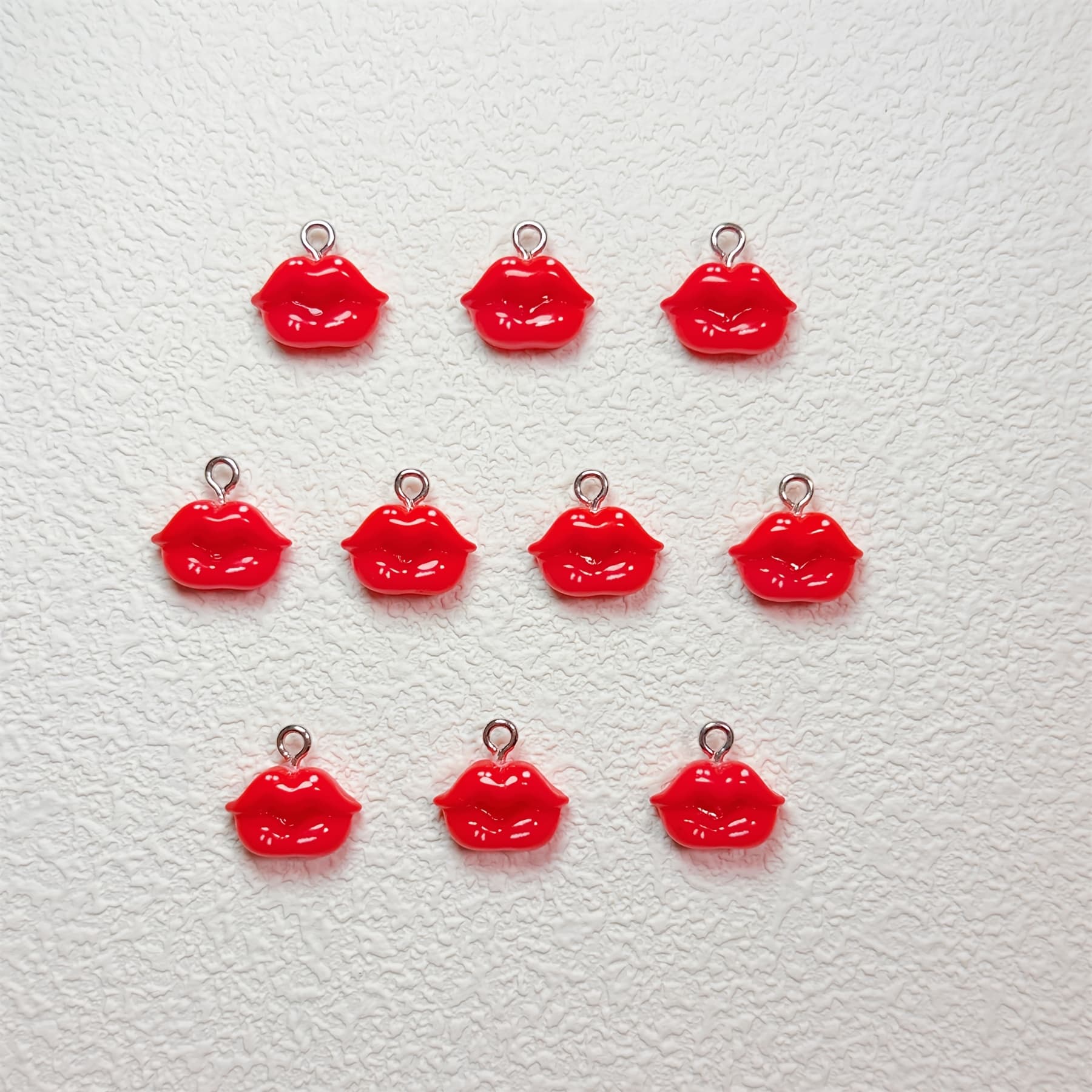 TEMU 10pcs Charms Mini Red Lips Handmade Jewelry Pendants, Earrings, Chain Accessories, Creative Gift Earrings, Necklaces, Bracelets, Bag Charms, Resin Accessories