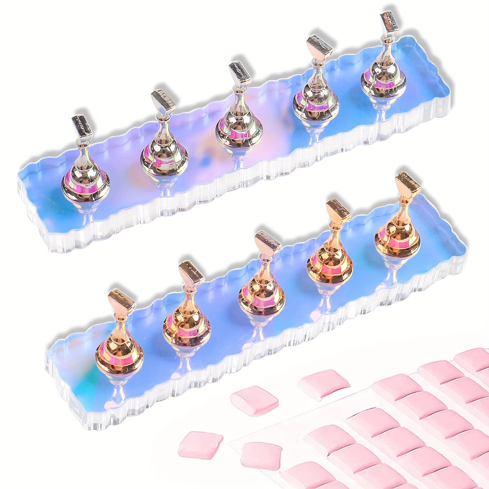 TEMU For Nail Holder For Press-on For Nails, Featuring 2 Sets Of Aurora Stands Designed For Painting. Comes With 96pcs Of Reusable For Showcasing For Nail Art, Suitable For Home And Salon Use