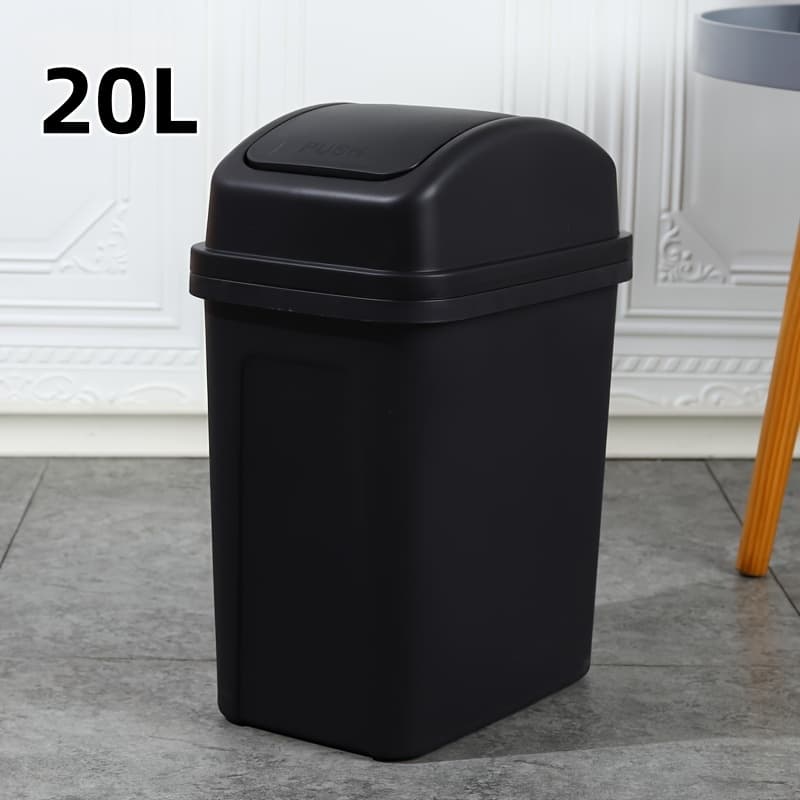TEMU Single Pack Slim Plastic Trash Can | Stylish & Durable, Pet Proof, Odor Sealing, Quiet Close, Hand-operated, Multiple Sizes, Macaron , Suitable For Toilets, Bathrooms, Living Rooms, Bedrooms