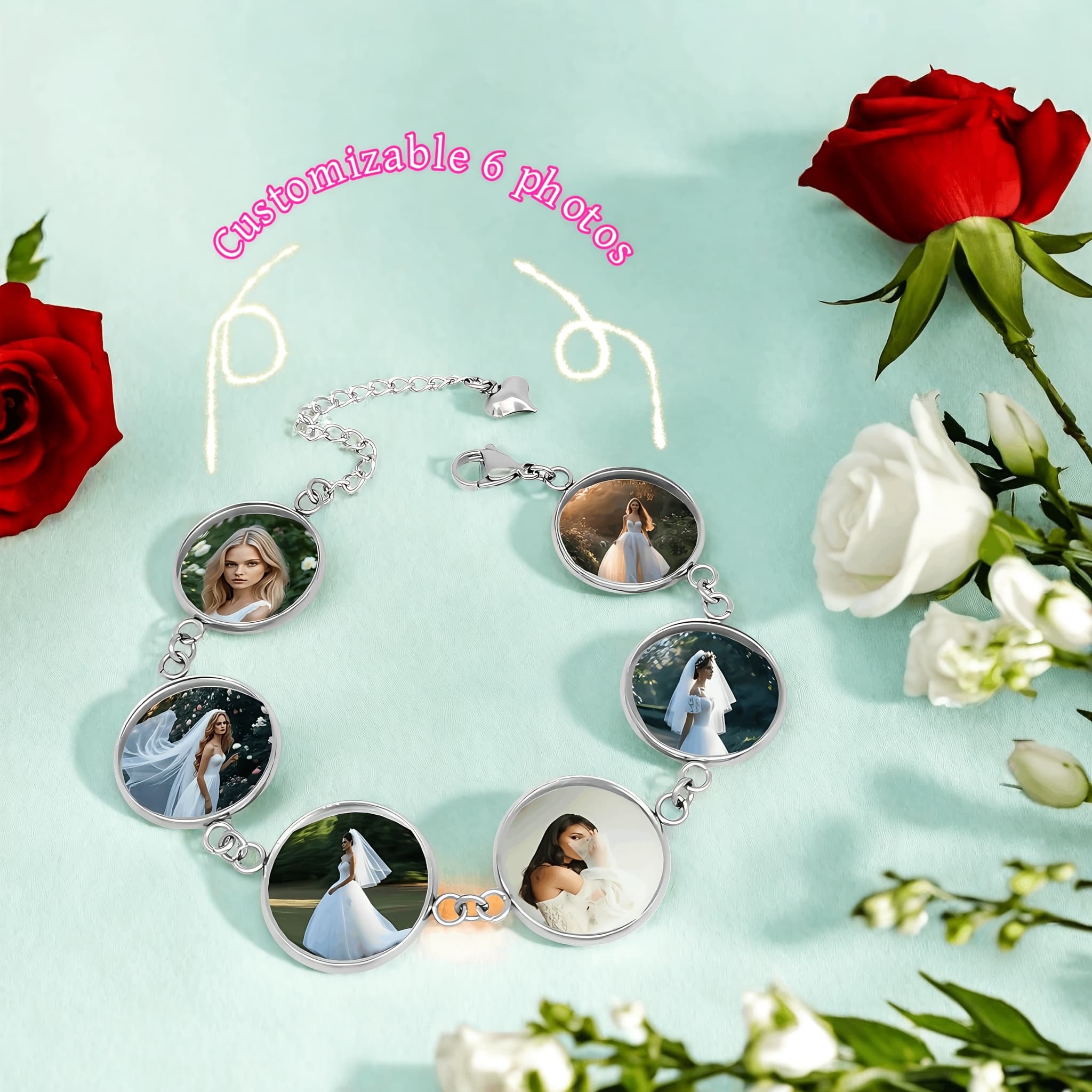 TEMU Customizable 6-photo Bracelet With Easy . Suitable For Men And Women. Ideal For Valentine's Day, Birthday, Anniversary, Gift For , Christmas, And High-end Home Decor. An P