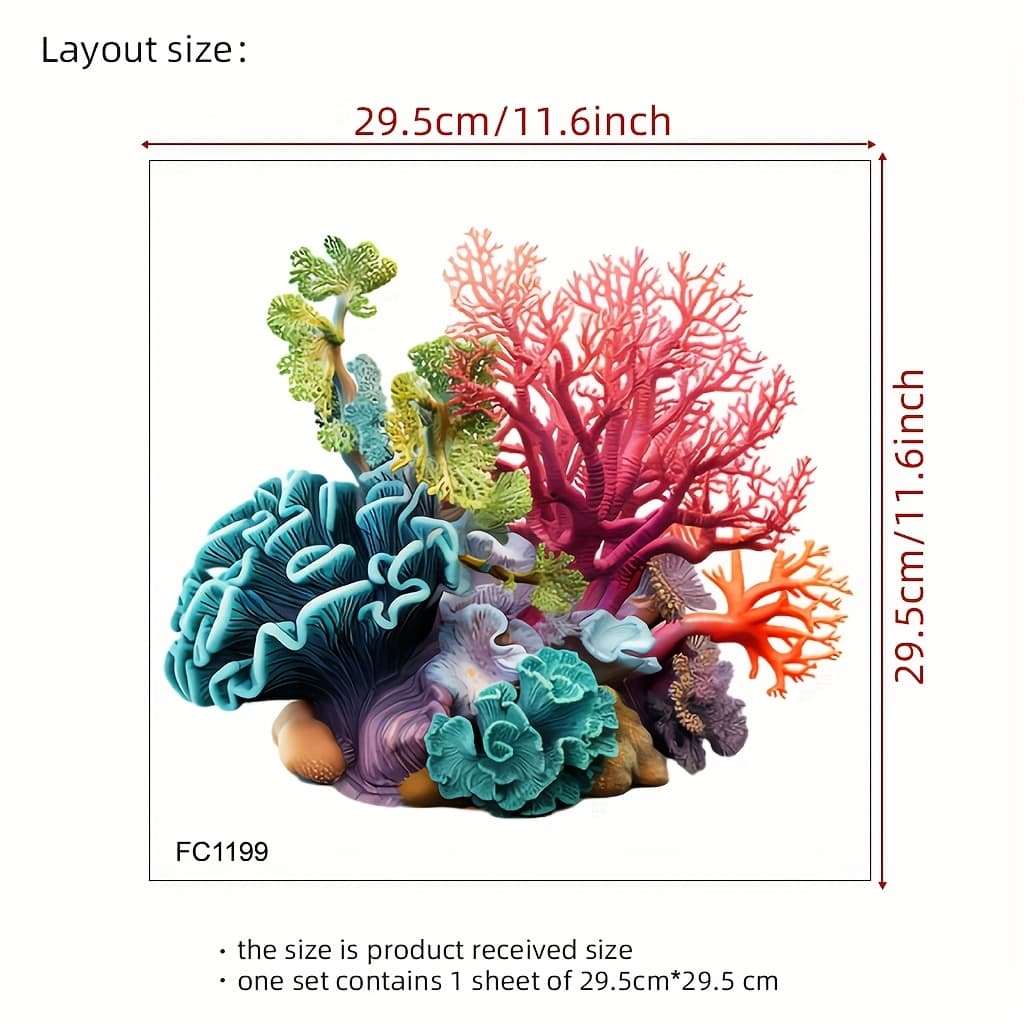 TEMU 1pc Colored Coral Sticker, Suitable For Living Room, Bedroom Background Walls, Bathroom, Toilet, Cabinet, Self-adhesive And Removable, Vinyl Material