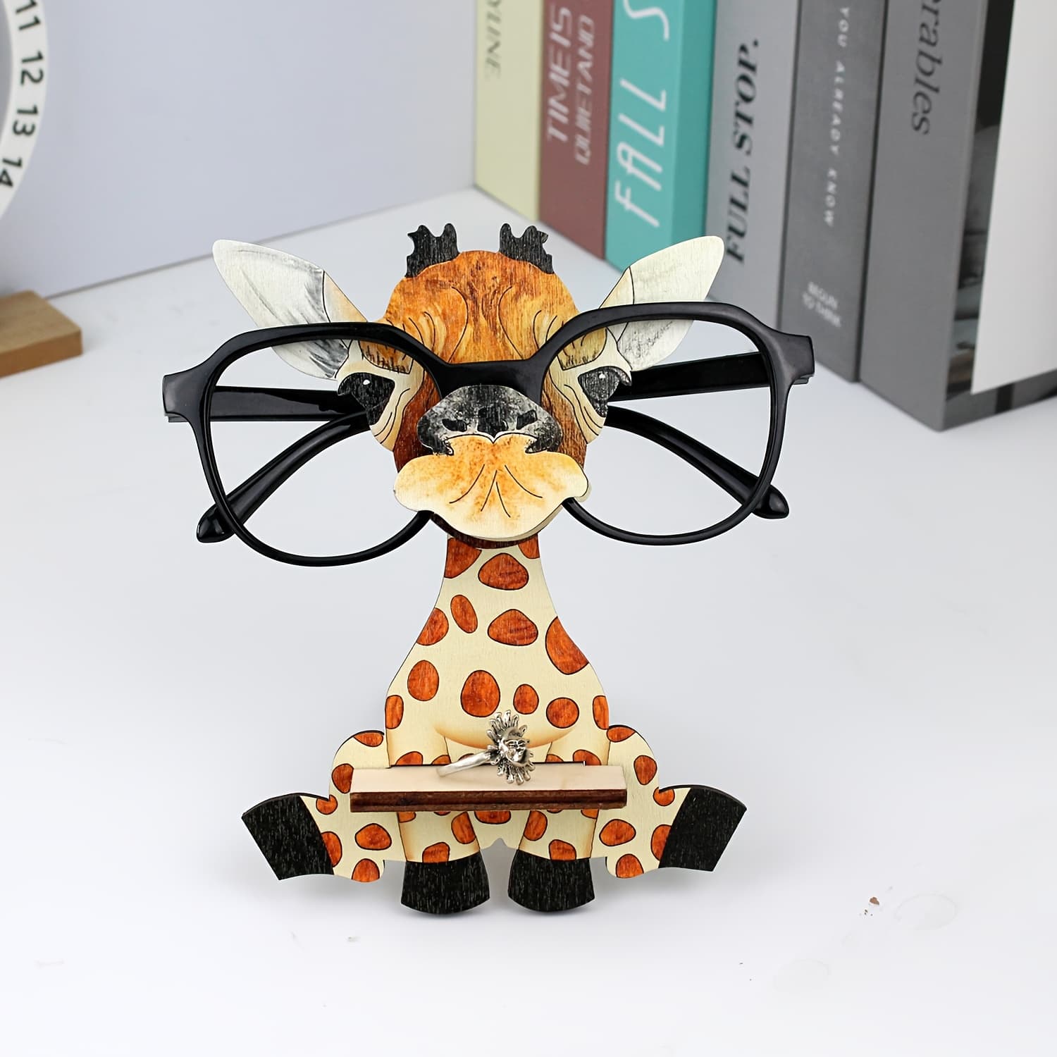TEMU Wooden Glasses Holder | Creative Cute Display Stand, Perfect For Desk Decor Or Birthday Gift, No