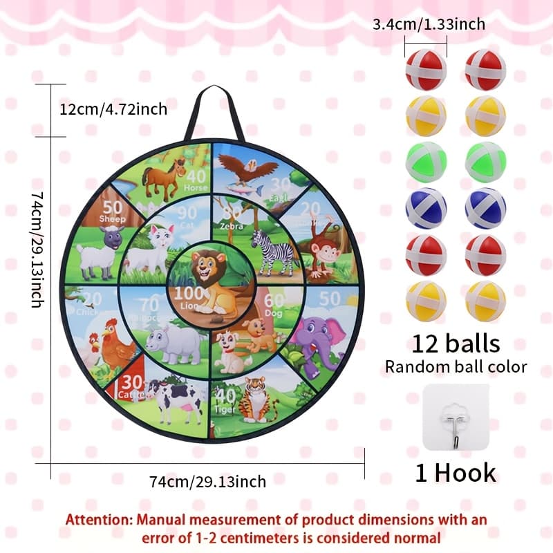 TEMU 74cm/29" Large Dart Board For Kids With 12/24 Stick Balls Double-sided Indoor/outdoor Party Game Toy – Gift Or Christmas/halloween Present (random Color)