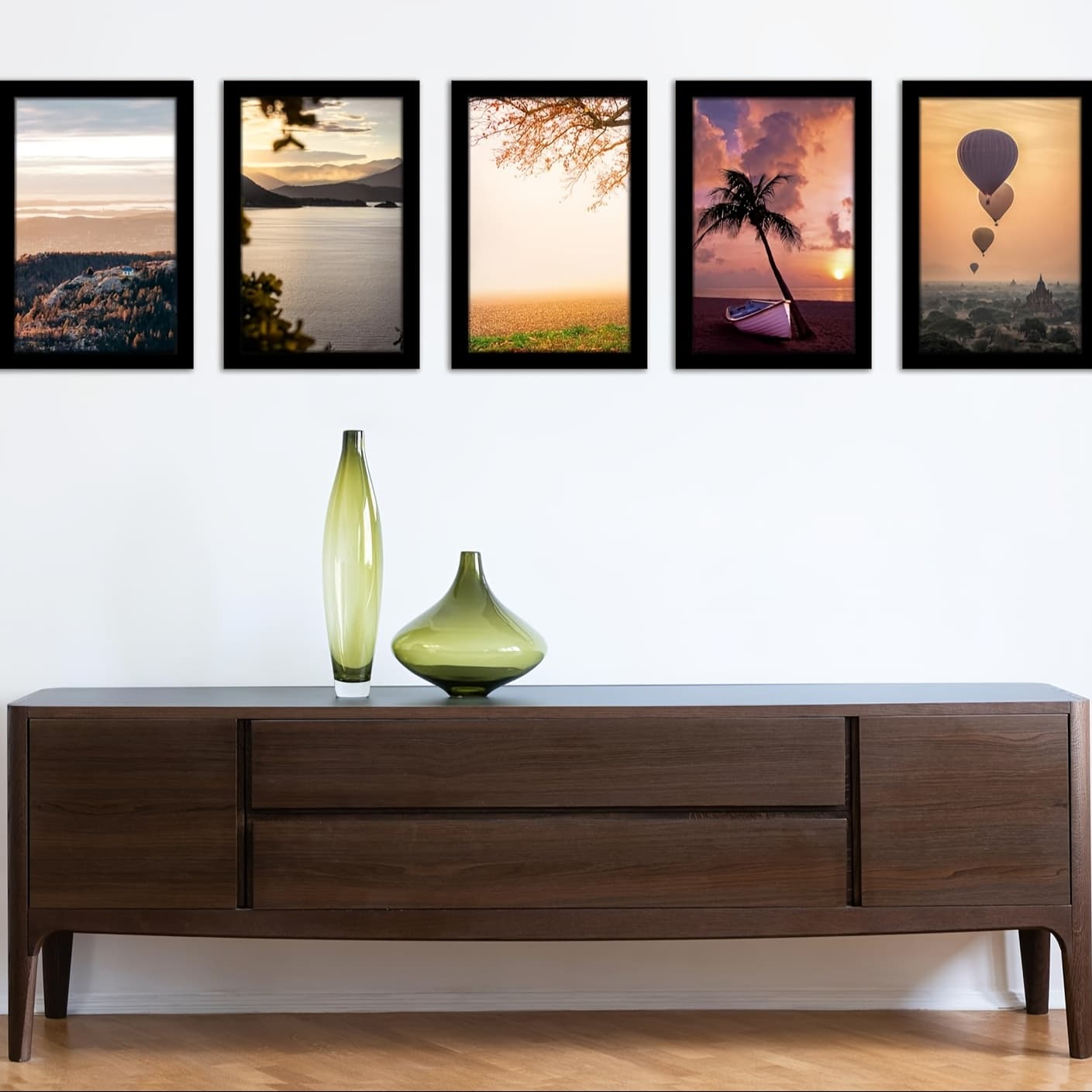 TEMU 5pcs 12x16 Picture Frame | Display Pictures 8.5x11 With Mat Or 12x16 Without, Wall Gallery Poster Frames, Black, , Lightweight Plastic Frames