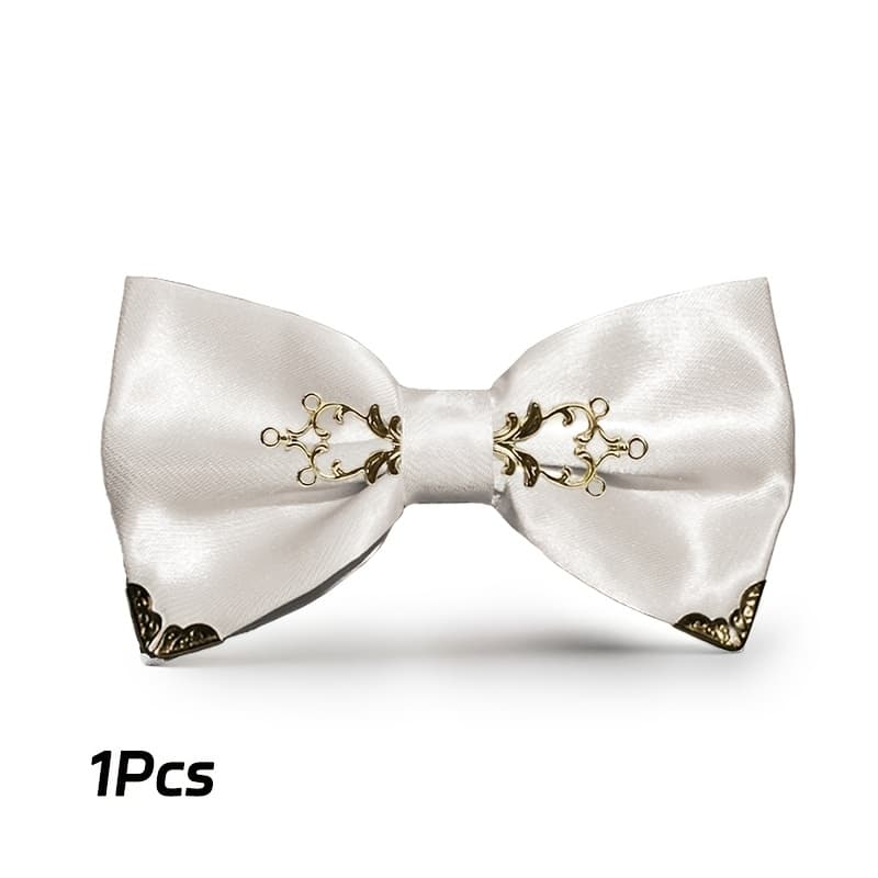 TEMU 1 Men's Bow Tie Metal Pre-tied Bow Tie Groom Wedding Holiday Party Banquet Essential