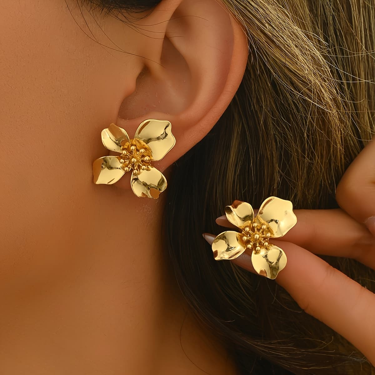 TEMU Niche Vintage Stud Earrings, Simple Women's Ear Jewelry