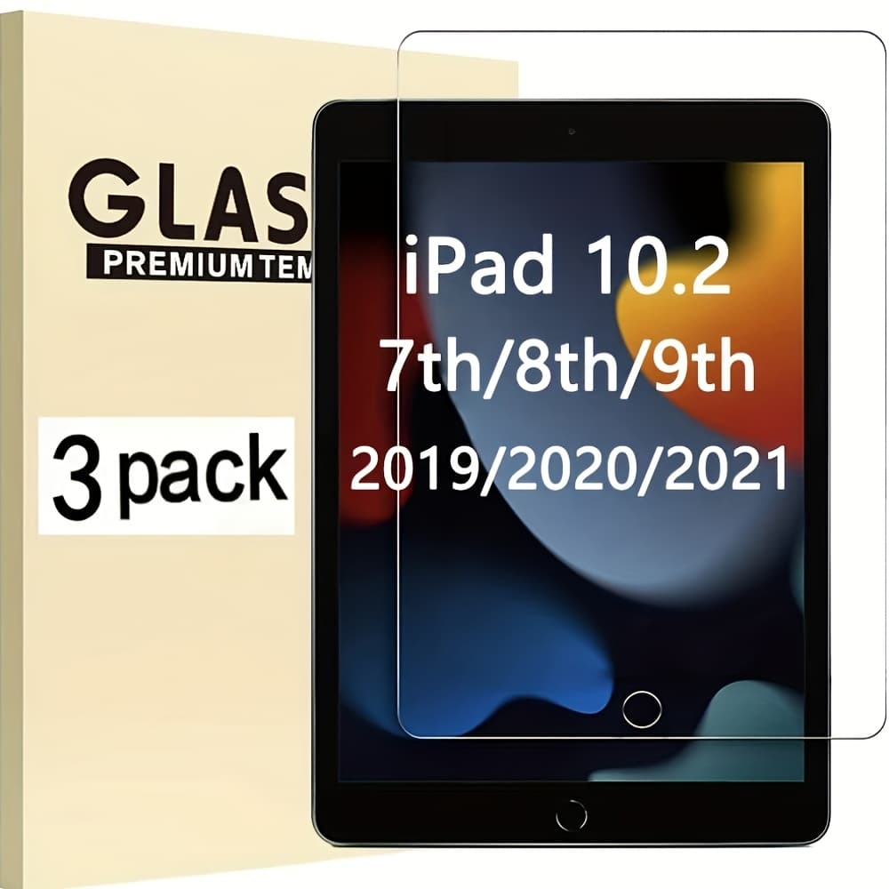 TEMU 3pcs Anti-scratch Screen Protector For Ipad 7th, 8th, And 9th Gen (2019/2020/2021) - Scratch Resistant Glass Film