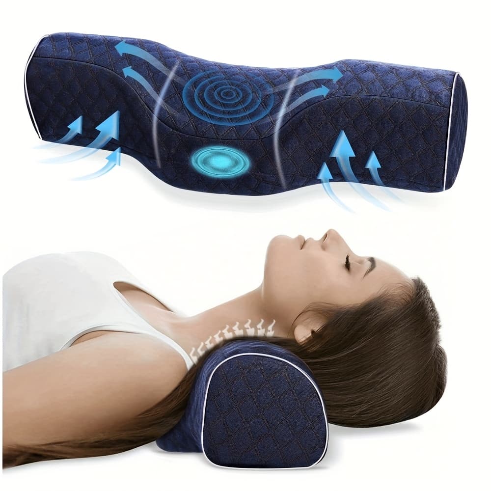 TEMU Ergonomically Designed Cervical Neck Support Pillow, Adjustable Travel Pillow For Neck And Leg , Versatile Eye Pillow