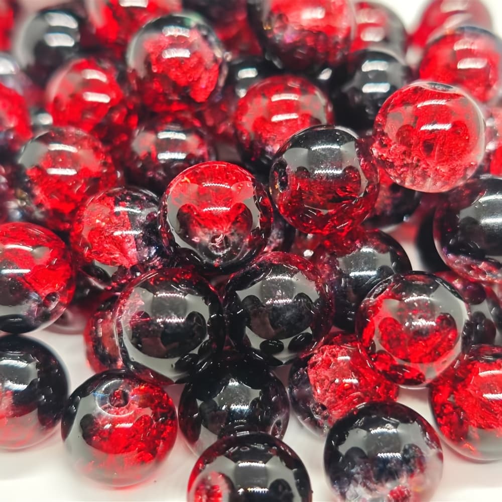 TEMU 100pcs 8/10mm Glossy Glass Beads For Making - Marble Pattern Bracelet Necklace Keychain Craft Material, Durable Bead Set For Jewelry Crafting, Decorative