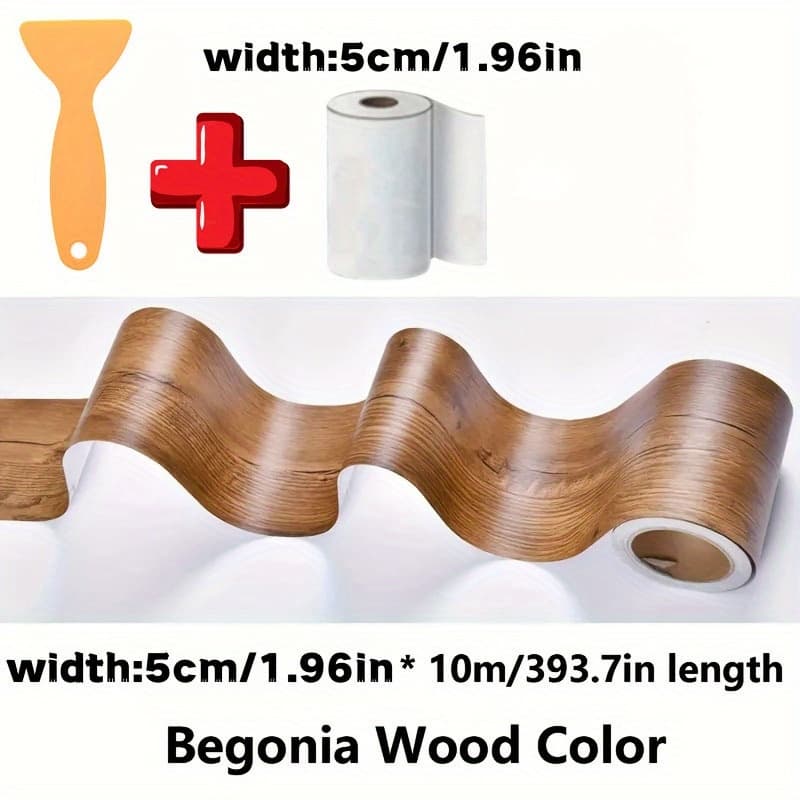 TEMU 1pc Self-adhesive Wood Grain Repair Tape -1pc Small Scraper Is Included, Pp Material, Realistic Wood Patterns For Furniture, Table, Chair, Skirting Board, Door, Window, Floor Restoration