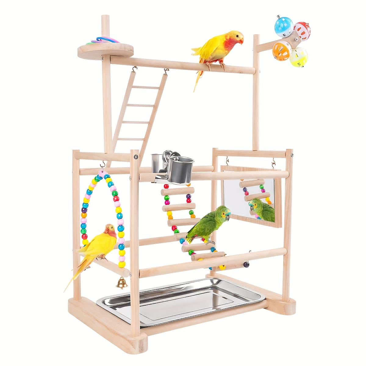 TEMU Bird Stand Rack, Bird Playground, Parrot Perch With Feeding Cups, Swing, Ladder And Removable Tray For Parrots, Parakeets, Phoenixes, Lovebirds And Other Small And Medium-sized Birds