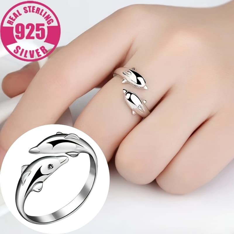 TEMU S925 925 Silver Cute Little Fashion Gift Small Fish Opening Deformed Male Fashion Temperament Elegant Sexy About 3 Grams