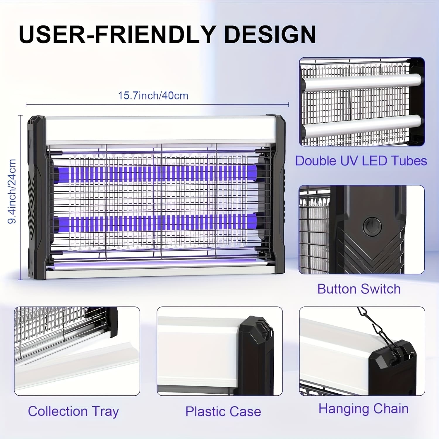 TEMU Wall-mounted Electric Killer Lamp - Safe Trap And Insect Repellent, Usb Type-c Powered, Battery-free - Suitable For Bedrooms, Kitchens And Living Rooms, Protecting The Environment
