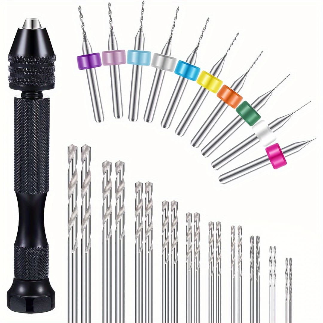 TEMU 31pcs Hand Drill Bit Set, Including 20pcs Twist Drill Bits And 10pcs Rotary Tools, For Resin Polymer, Wooden Craft Jewelry Making Engraving