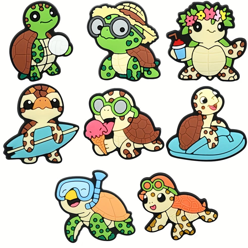 TEMU 8pcs, Soft Plastic, Infauna Shoe Charms, Lovable Sea Turtle Shoe Accessories, Shoe Accessories Decoration, Suitable For Sandal Garden Shoes, Party Gift