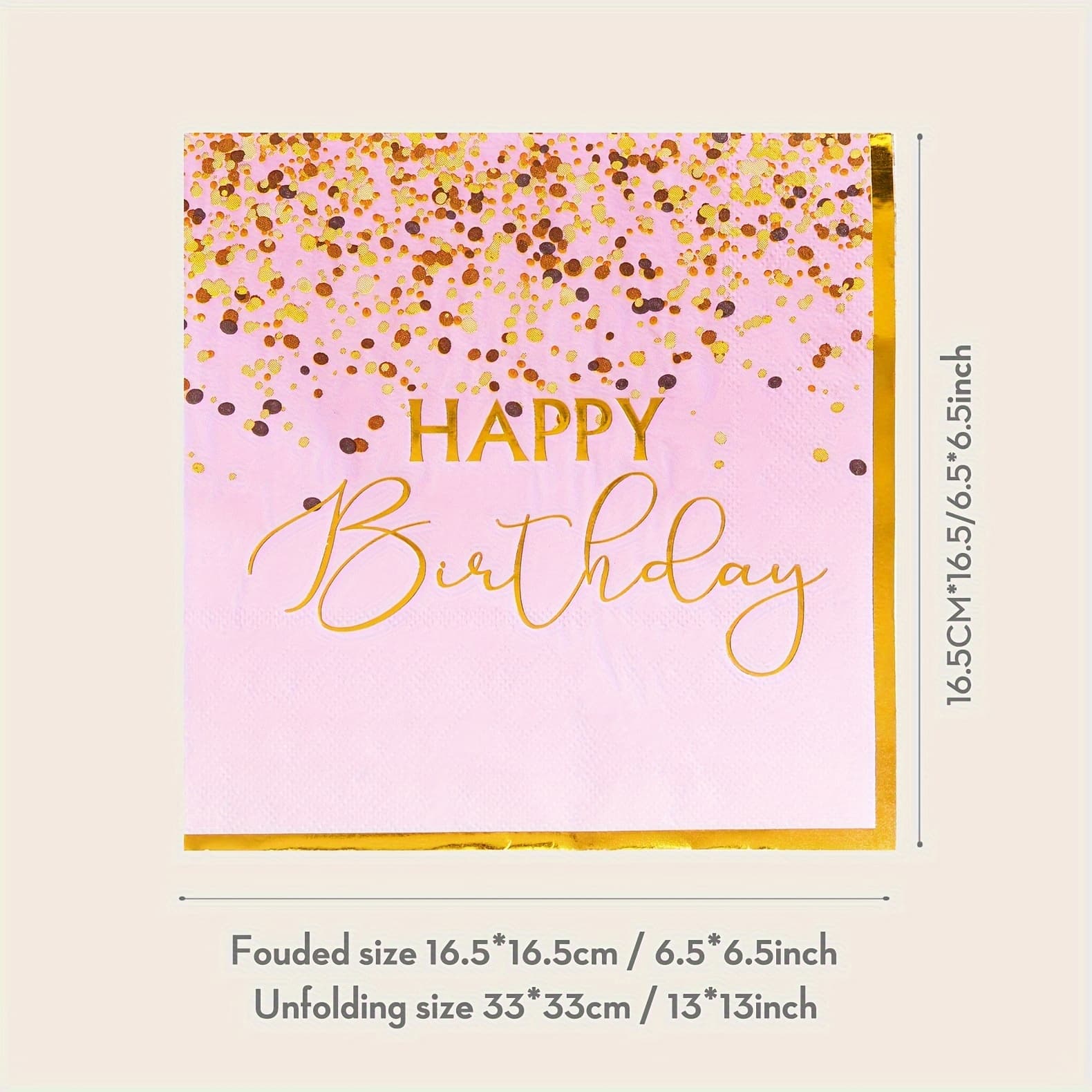 TEMU 24pcs/set Of Pink Napkins, 13 X 13 Inch Disposable Double-layer Pink Napkins, Golden Happy Birthday Pattern Napkins, Suitable For Birthday Celebration Party Supplies Decorative Party Napkins