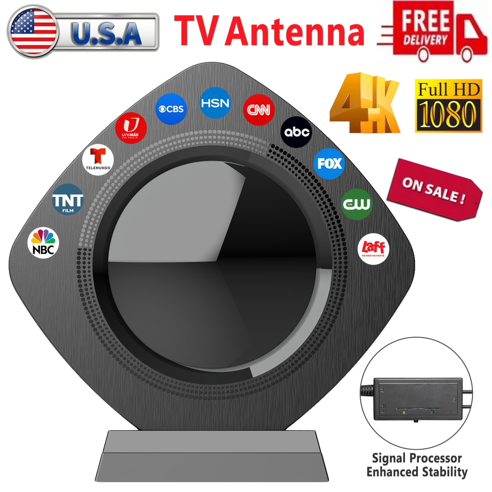 TEMU Definition Digital Tv Antenna With 360° Signal Reception, Of Receiving From Up To 200 Kilometers Away. This Compact And Portable Indoor Antenna Is For High-definition Viewing On For Smart Tvs