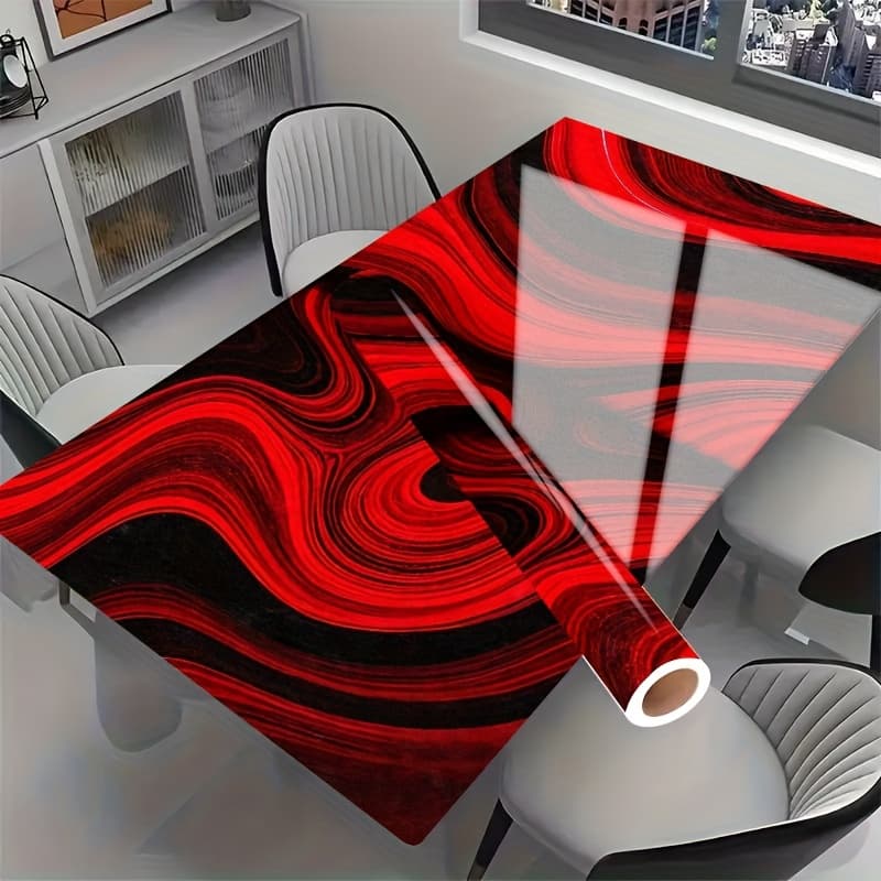 TEMU 1pc Of Large Self-adhesive Wallpaper Stickers Measuring 50x100cm (19.7x39.4 Inches) Featuring A Red And Black . This Waterproof Vinyl Adhesive Film Is Perfect For Desks, Offices