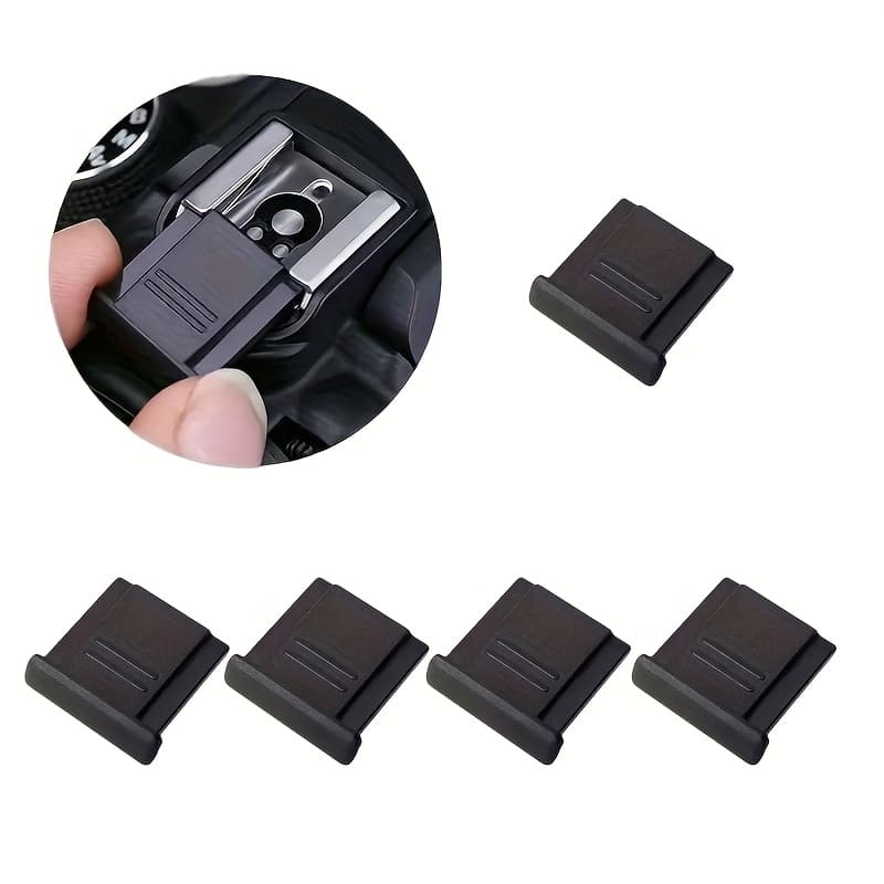 TEMU 5pcs Durable Hot Shoe Covers For //// Dslr/slr Cameras, Black Plastic Dustproof Mount Caps - Protective Camera Accessorie