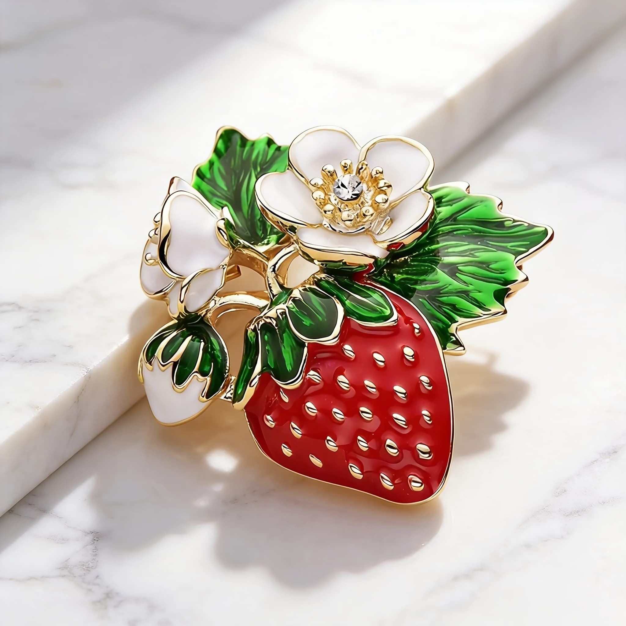 TEMU Fashionable Fruits, Sweet And Cute , Strawberries, Brooches, Enamel Scarves, Buckles, Clothing, Versatile Accessories