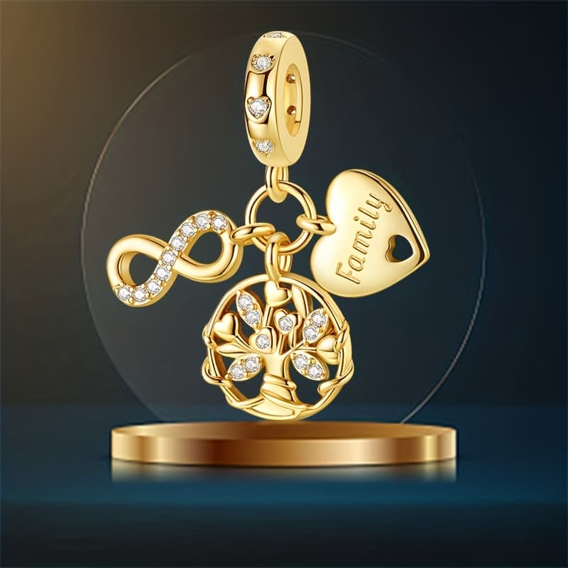 TEMU Golden Eternal Family Tree Pendant For Diy Bracelets And Necklaces Perfect For Vacation Parties, Family , And Holiday Gifts