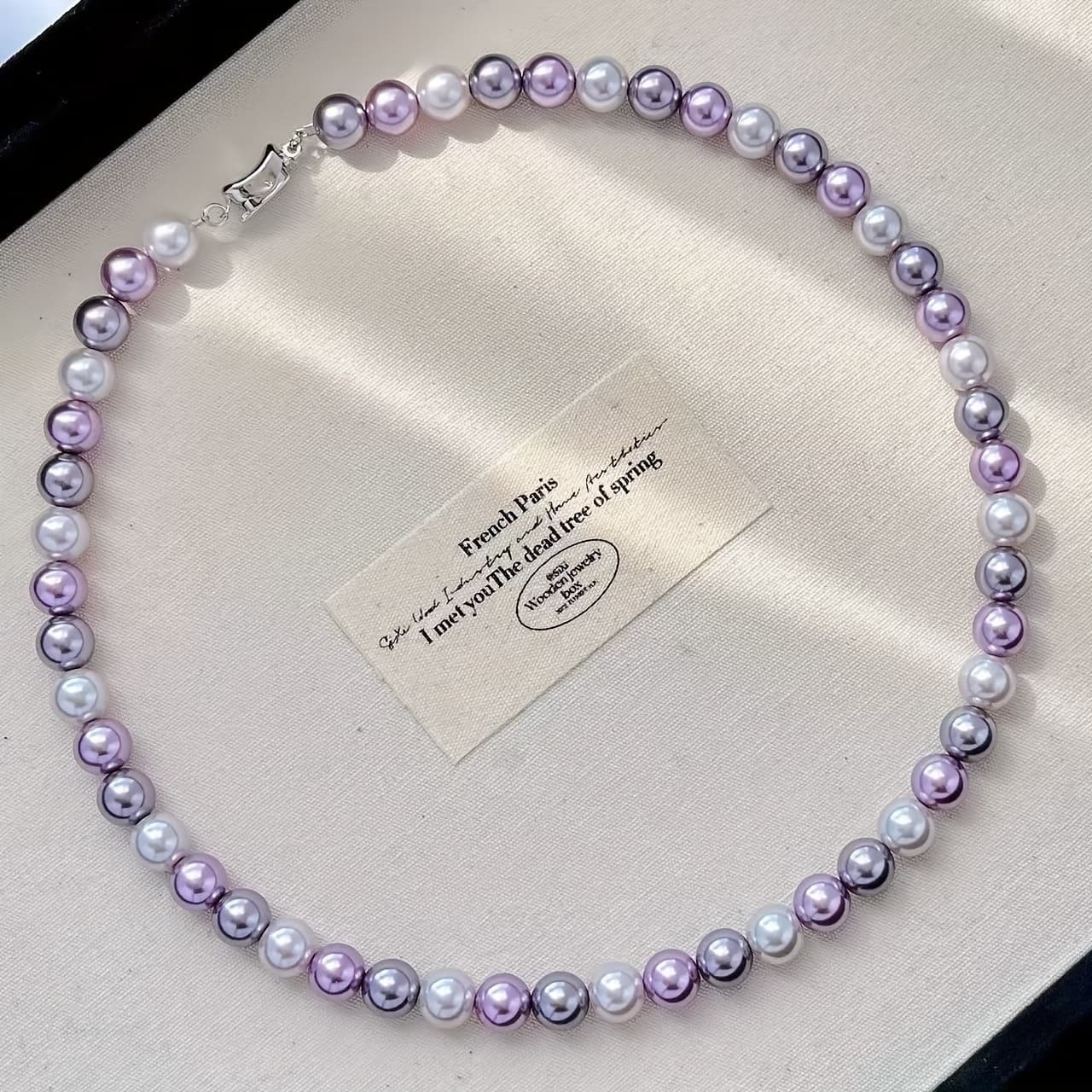 TEMU Bohemian Gradient Freshwater Pearls - 8mm Round Color-changing Necklace Suitable For Daily Wear & , Freshwater Pearls Strand