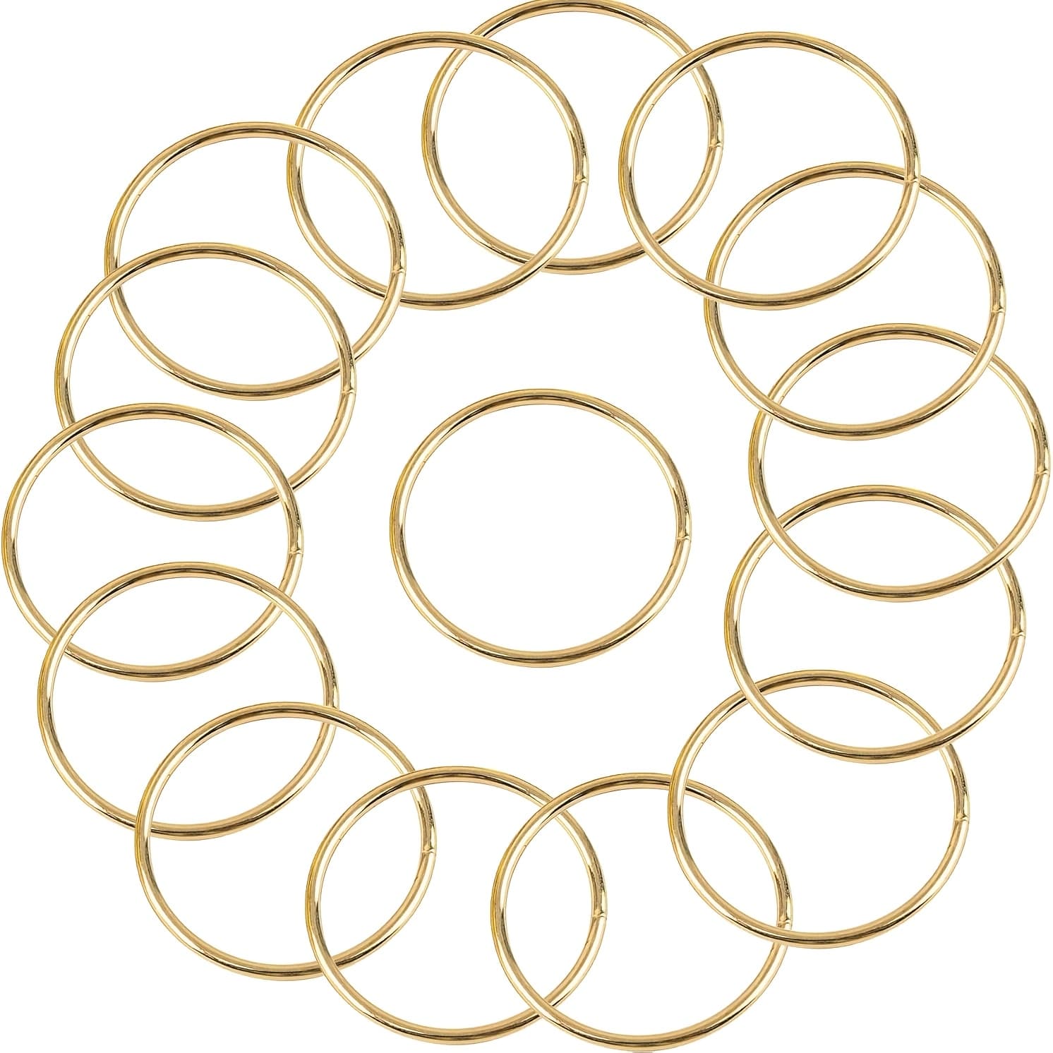 TEMU 16pcs 3-inch Metal Rings For Crafts, Photo Frame Hoops, Metal O-ring Photo Frame Supplies For Home Decoration Crafts&wall Hanging Crafts (golden)