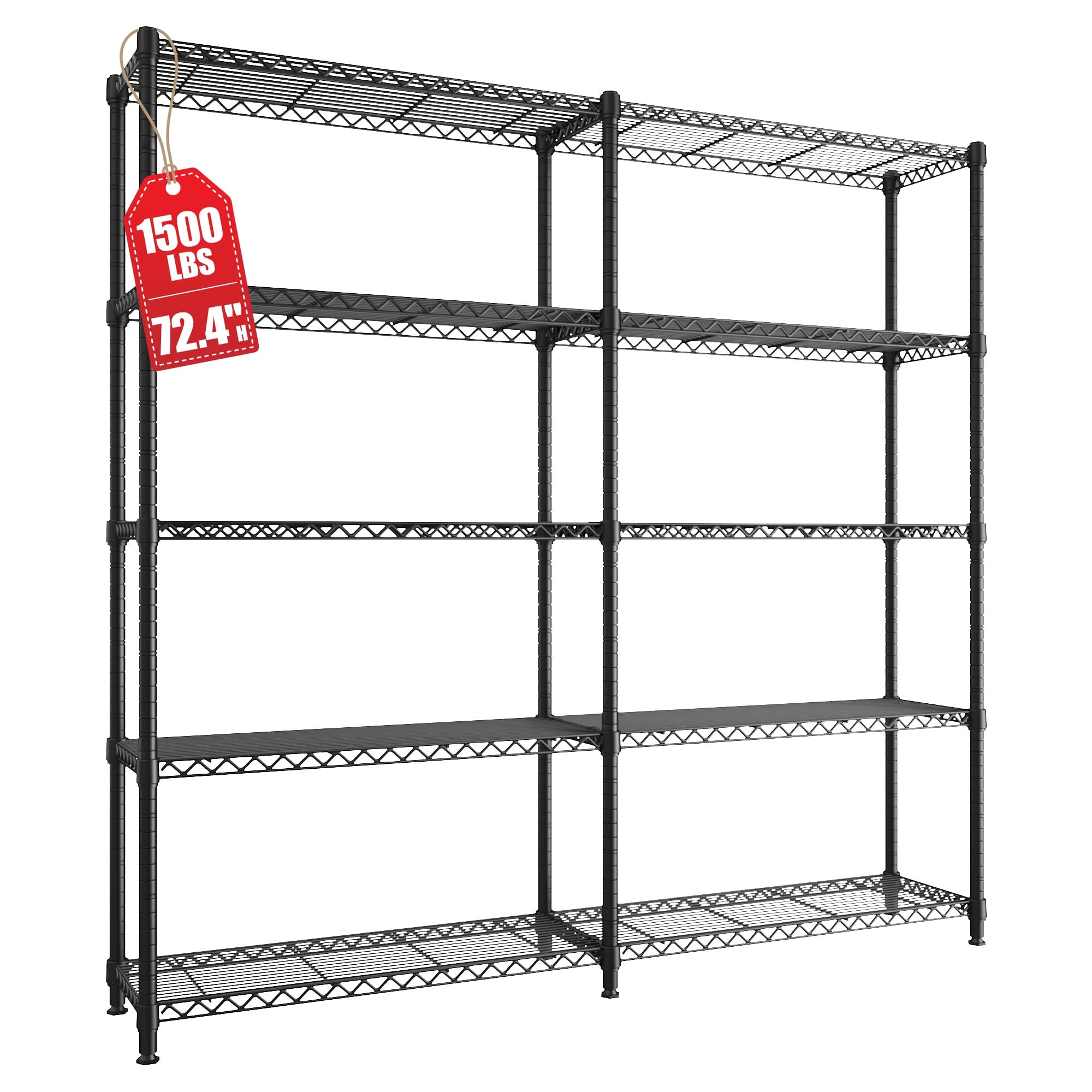 TEMU 1500lbs Storage Shelves Metal Shelving 5 Tier Wire Shelving Unit, Pantry Shelves Kitchen Shelves Adjustable Wire Shelf For Garage Storage Shelves, Black, Standing Shelf