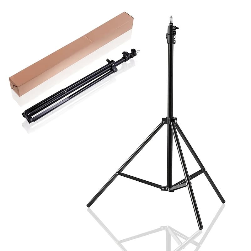 TEMU Heavy Duty Light Stand 6.89 Feet/2 Meters Adjustable Spring Cushioned Metal Photography Tripod Stand For Photo Studio Speedlight, Ring Light, Photographic Equipments Thickening Flash Stand thumbnail 2