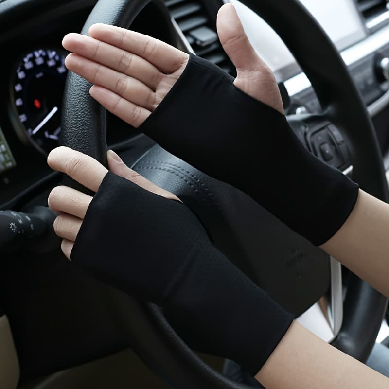 TEMU For Women - Sweat-absorbent, Breathable, Casual Solid Color Short Fingerless Wrist-covered Men's Gloves (1 Pair)