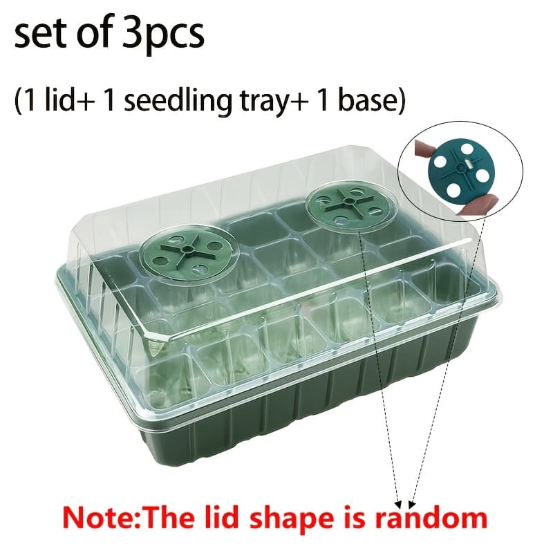TEMU 24-well Seedling Box | Plastic Greenhouse Mini Seedling Station With Ventilated Lid And Moisturizer Plate, No Power Required, Ideal For Succulents, Flowers, Fruits And Vegetables