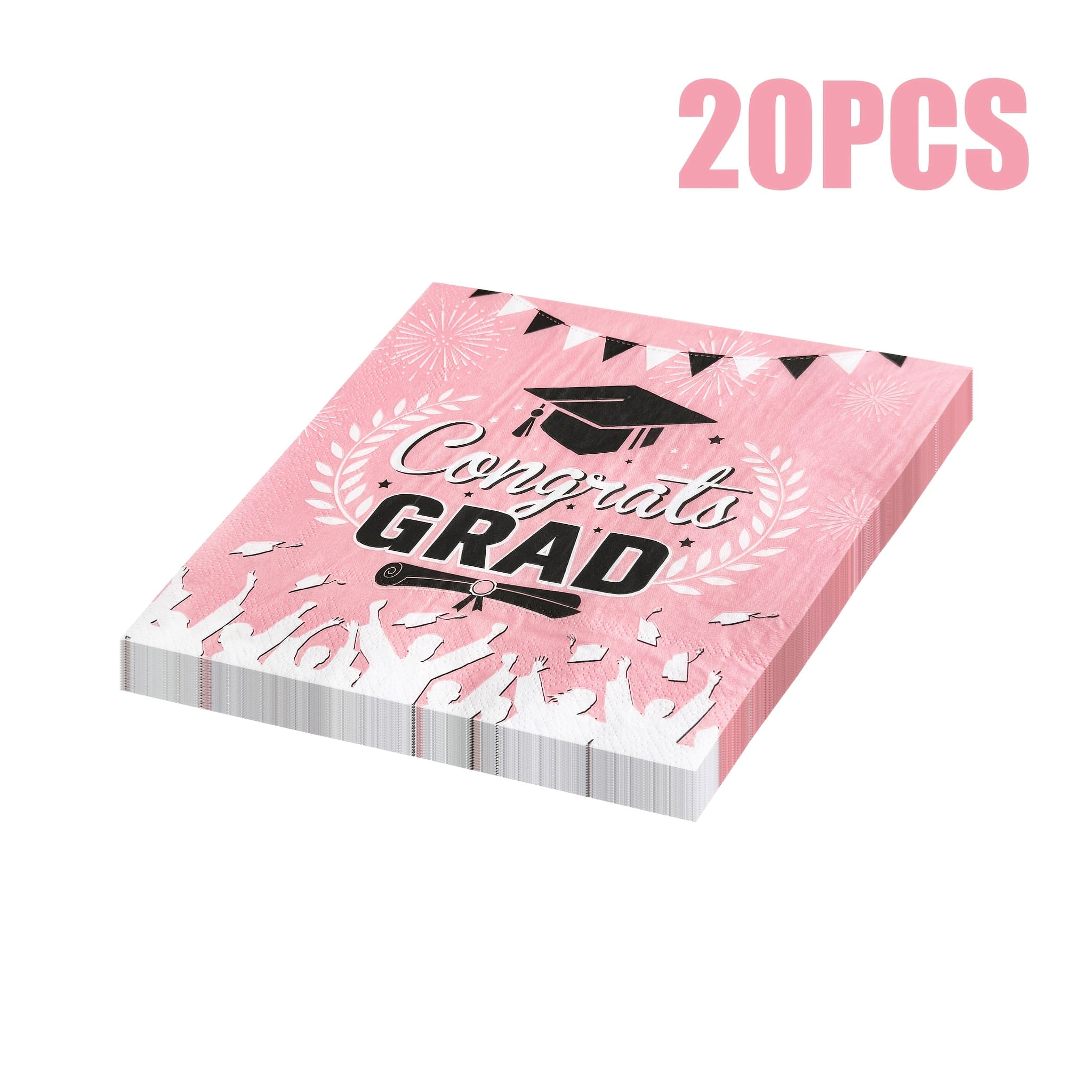 TEMU 20pcs Pack 2-ply Thick Graduation Napkins Suitable For Parties - Pink Grad & Wishes Table Decorations, Disposable Paper Napkins For Graduation Supplies, For And For Events