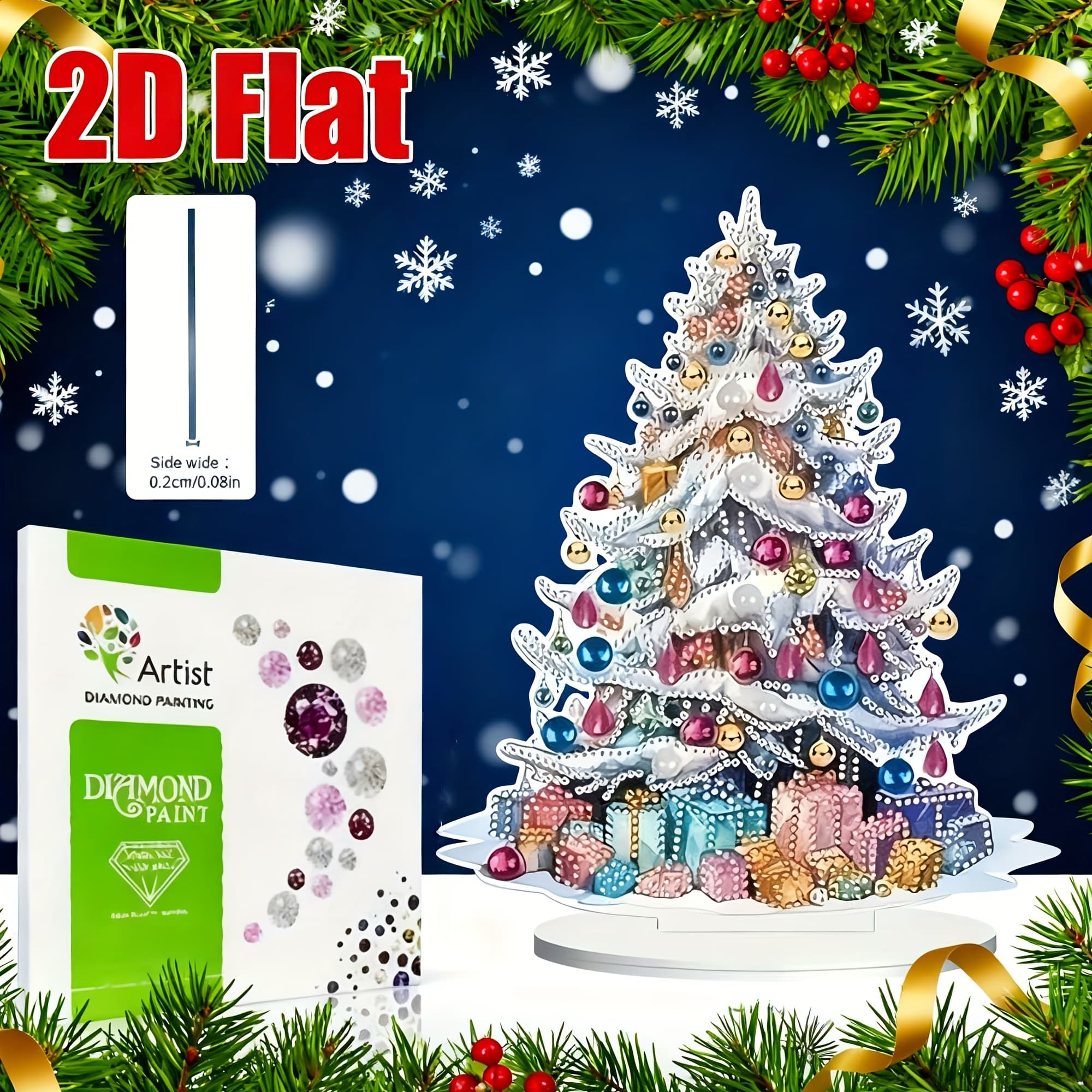 TEMU 2d Flat Diamond Painting Christmas Tree Desktop Ornaments Kit For Adults - By Numbers, Desktop Christmas Ornaments, Home Decor Office Decoration Christmas Tree Diy Kit