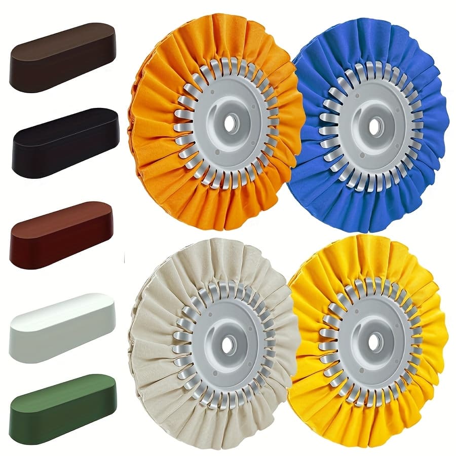 TEMU Wheel Buffing & Shining Kit, Buffing Wheel, 9pcs Aluminum Maintenance Set For Alloy Wheel , Car Truck Metal Care